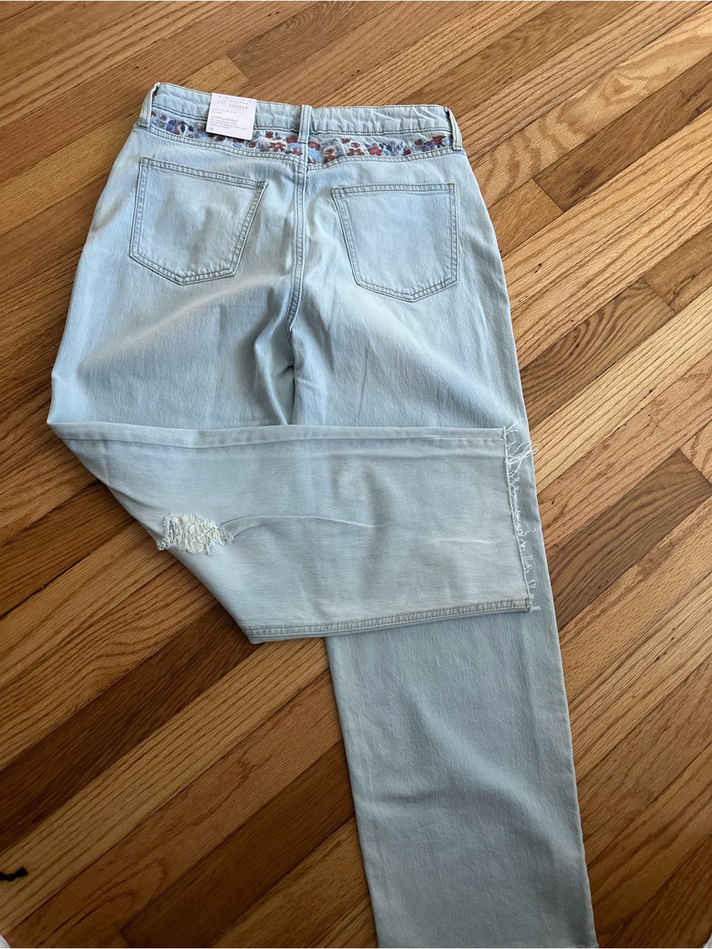 LC Lauren Conrad Light Blue Straight Leg Jeans with Embroidered Waist
